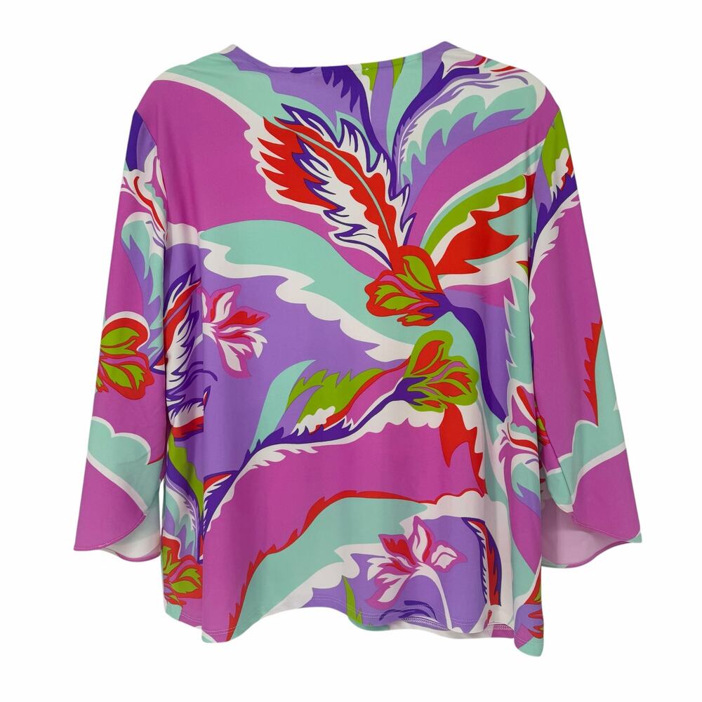 Jude Connally Colorful Bold Floral Print V-Neck Blouse Size Medium - Picture 2 of 6